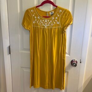 Old Navy Mustard Dress with White Embroidery